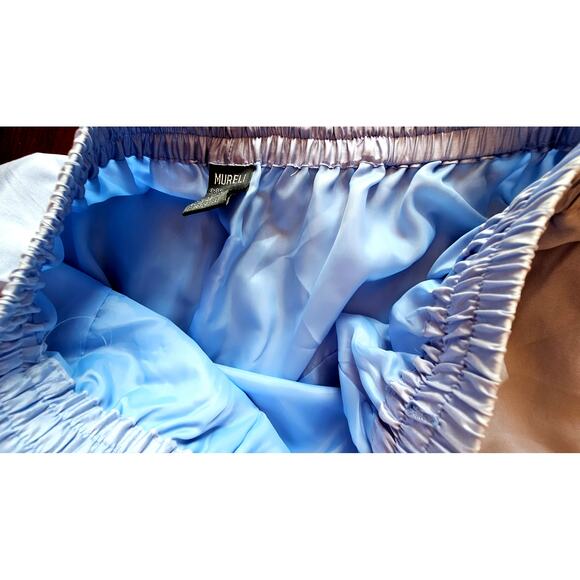 Mureli 100% Silk Pajama Pants Bottoms, light blue, pockets, Womens Sz M - Picture 5 of 6